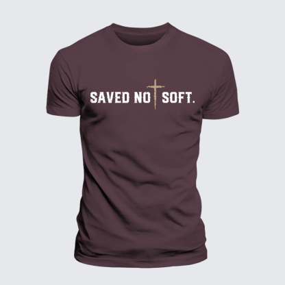Saved Not Soft Jesus God Christian Premium Mercerized Cotton Tee