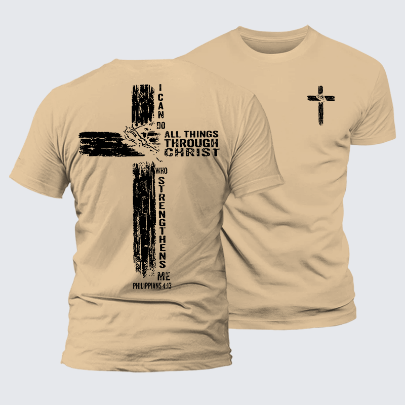 I Can Do All Things THrough Christ Jesus God Christian Premium Mercerized Cotton Tee