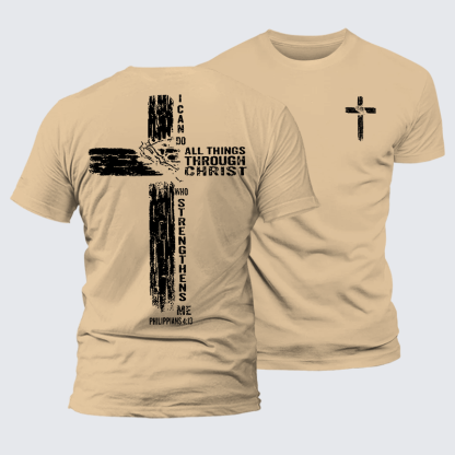 I Can Do All Things THrough Christ Jesus God Christian Premium Mercerized Cotton Tee