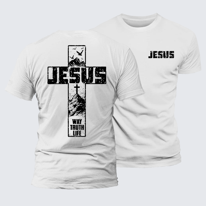 The Way, The Truth, The Life  Jesus God Christian Premium Mercerized Cotton Tee