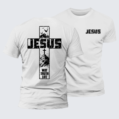 The Way, The Truth, The Life  Jesus God Christian Premium Mercerized Cotton Tee