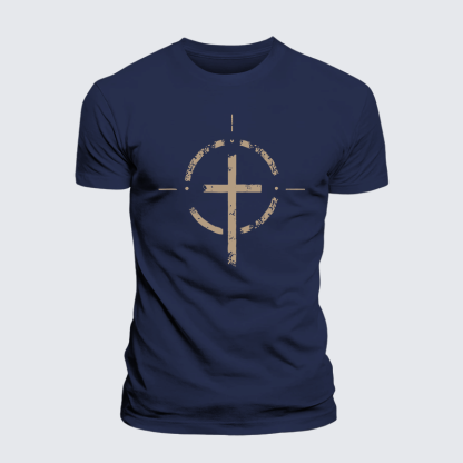 On Target With God Jesus God Christian Premium Mercerized Cotton Tee