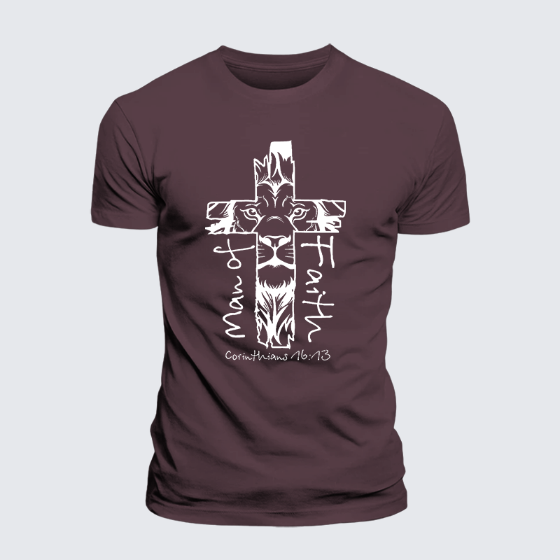 Man Of Faith Jesus God Christian Premium Mercerized Cotton Tee