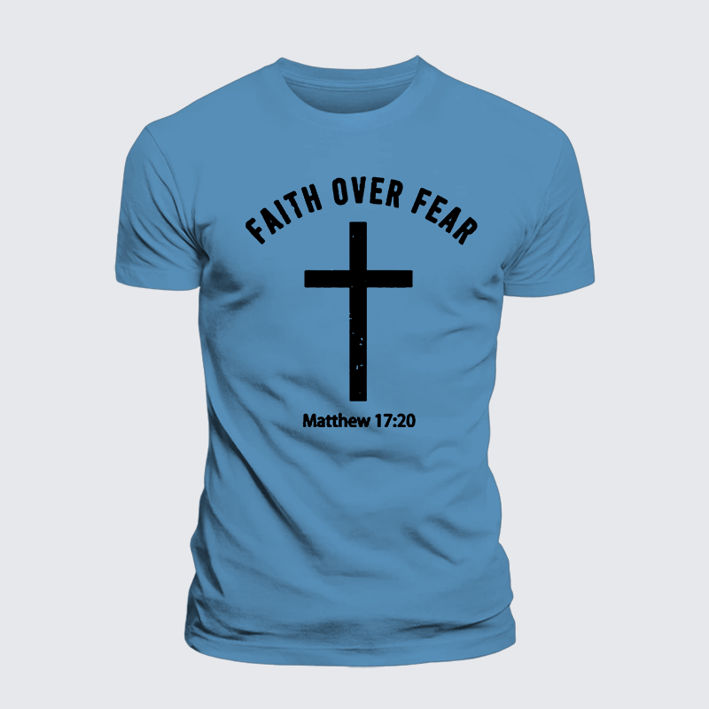Faith Over Fear Jesus God Christian Premium Mercerized Cotton Tee