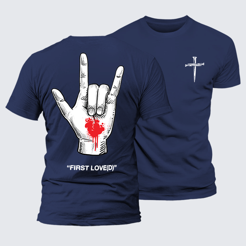 First Loved Jesus God Christian Premium Mercerized Cotton Tee