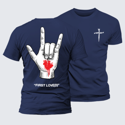 First Loved Jesus God Christian Premium Mercerized Cotton Tee