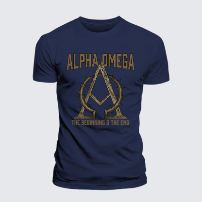 Alpha and Omega Jesus God Christian Premium Mercerized Cotton Tee