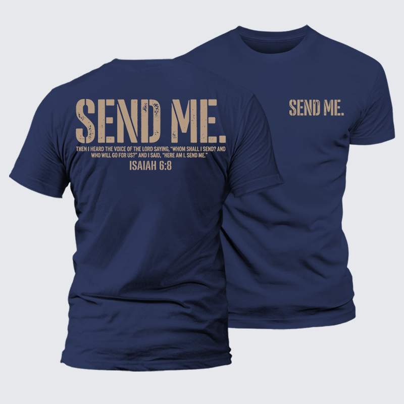 Send Me Isaiah 6:8 Jesus God Christian Premium Mercerized Cotton Tee