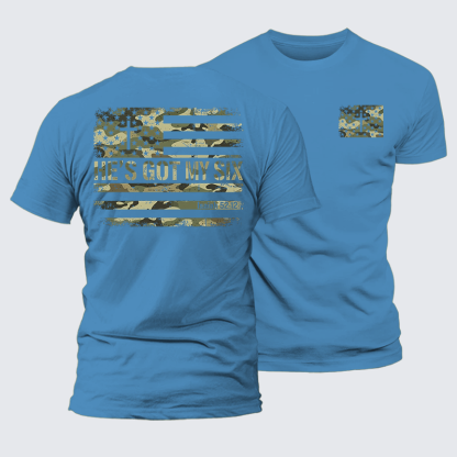 He's Got My Six Jesus God Christian Premium Mercerized Cotton Tee