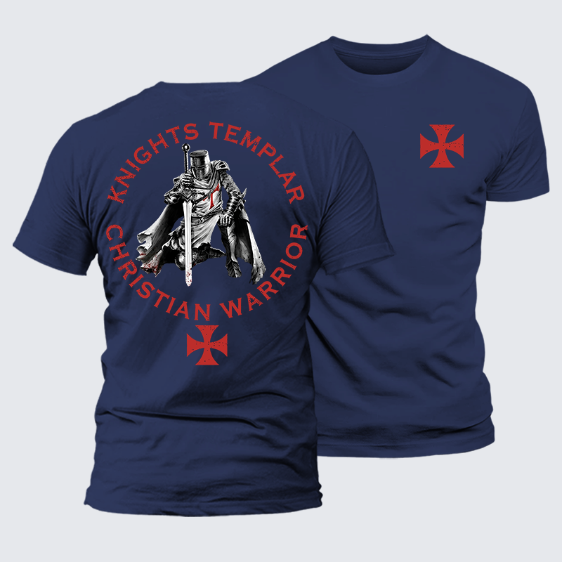 Knights Templar Templar Cross Crusader Knight  Jesus God Christian Premium Mercerized Cotton Tee