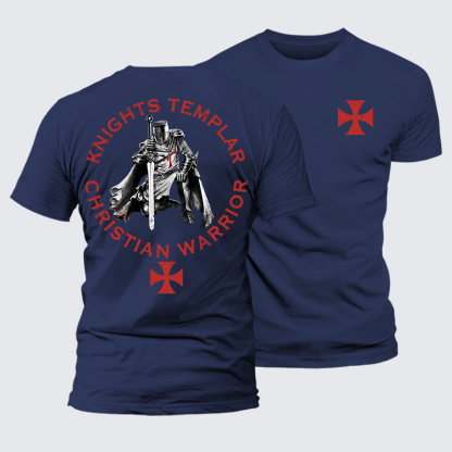 Knights Templar Templar Cross Crusader Knight  Jesus God Christian Premium Mercerized Cotton Tee