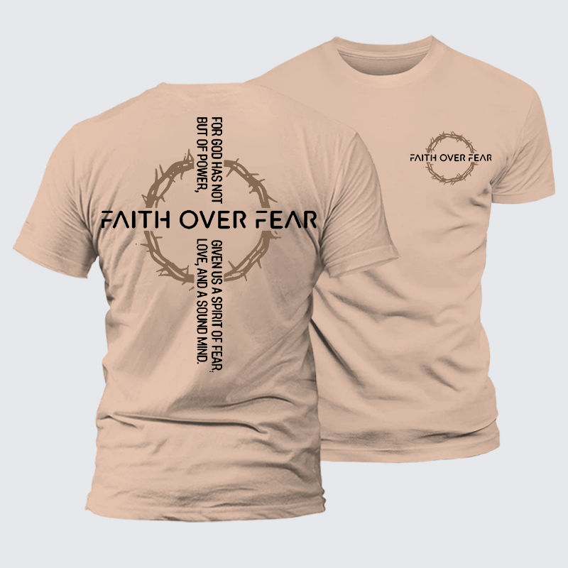  Faith Over Fear Jesus God Christian Premium Mercerized Cotton Tee