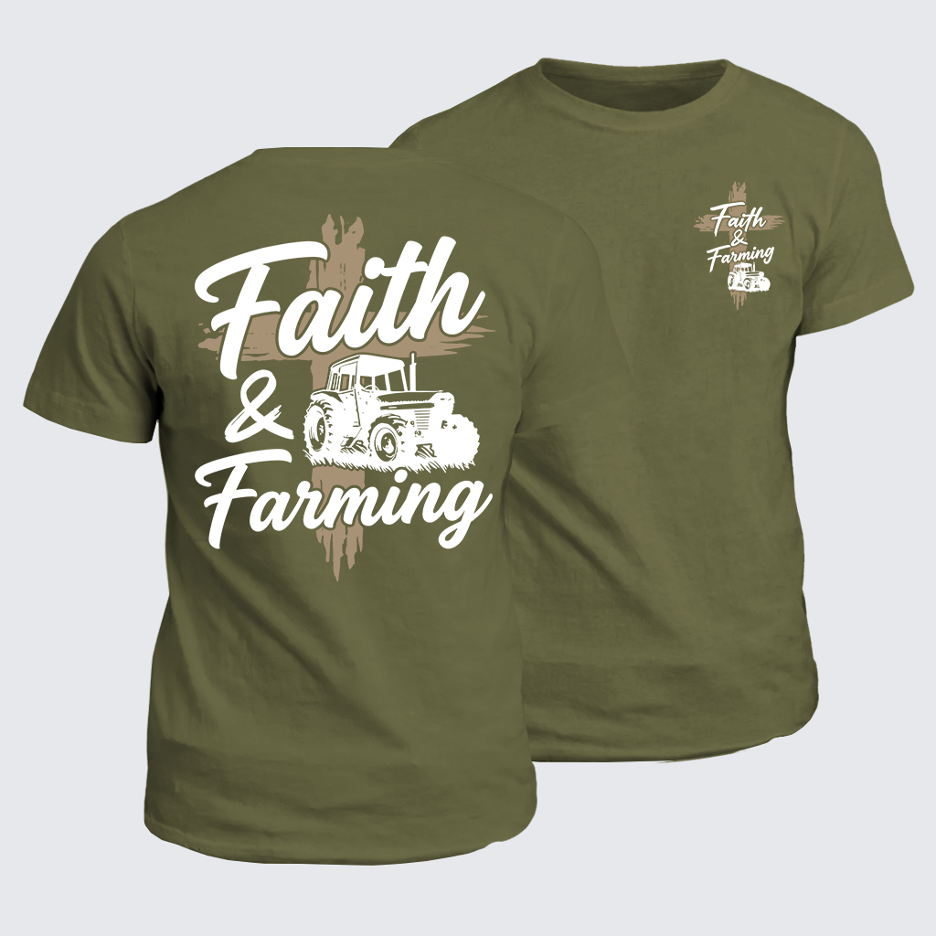 Faith & Farming Jesus God Christian Cotton T-Shirt