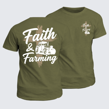 Faith & Farming Jesus God Christian Cotton T-Shirt