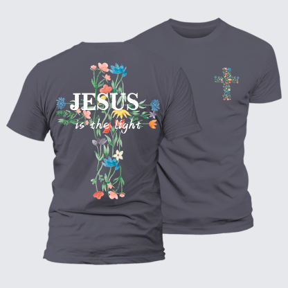 Jesus Is The Light Faith In Bloom Jesus God Christian Premium Mercerized Cotton Tee