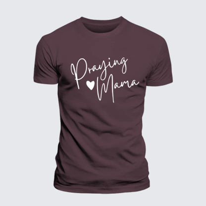 Praying Mama Jesus God Christian Premium Mercerized Cotton Tee