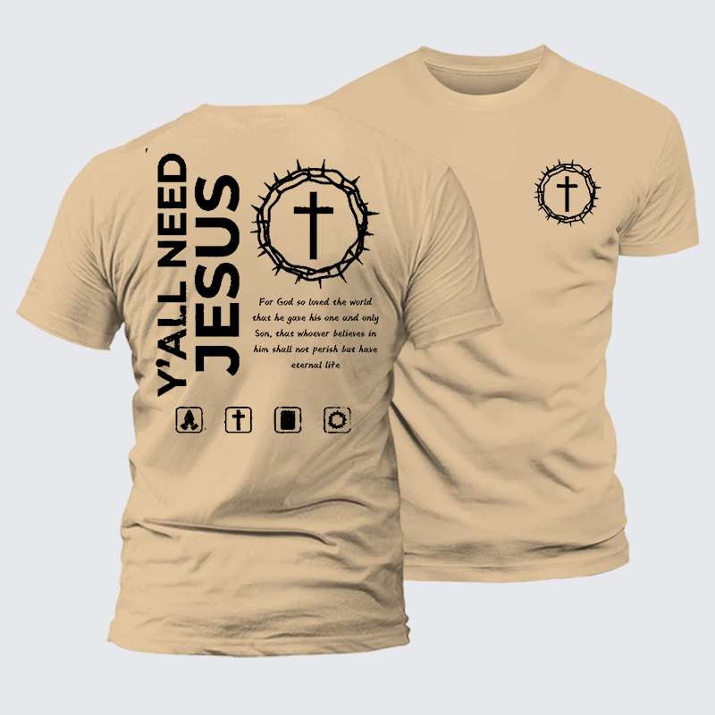 Y'All Need Jesus Jesus God Christian Premium Mercerized Cotton Tee