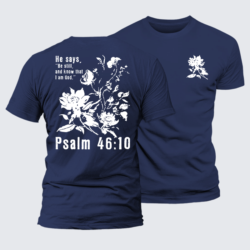 Psalm 46:10 Jesus God Christian Premium Mercerized Cotton Tee