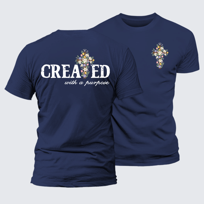 Created With Purpose Jesus God Christian Premium Mercerized Cotton Tee