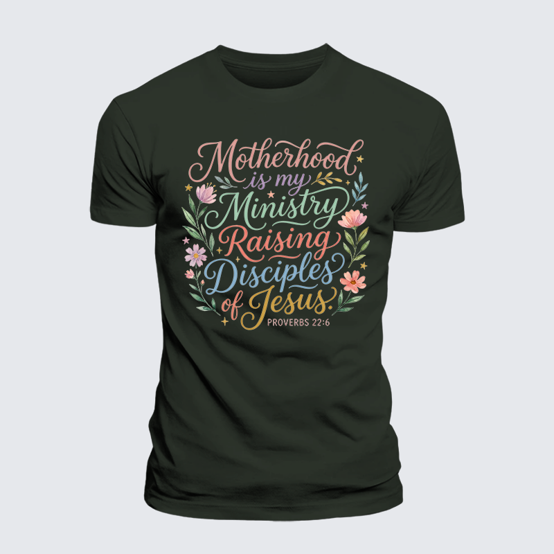Motherhood Is My Ministry Jesus God Christian Premium Mercerized Cotton Tee