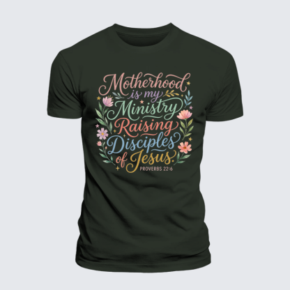 Motherhood Is My Ministry Jesus God Christian Premium Mercerized Cotton Tee