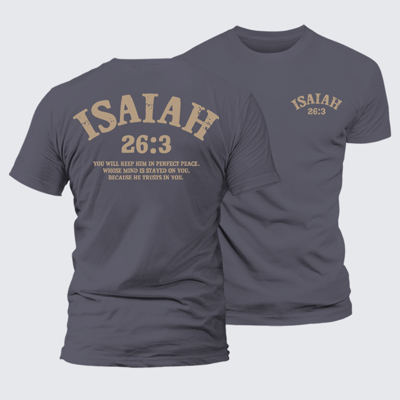 Isaiah 26:3 Perfect Peace Jesus God Christian Premium Mercerized Cotton Tee