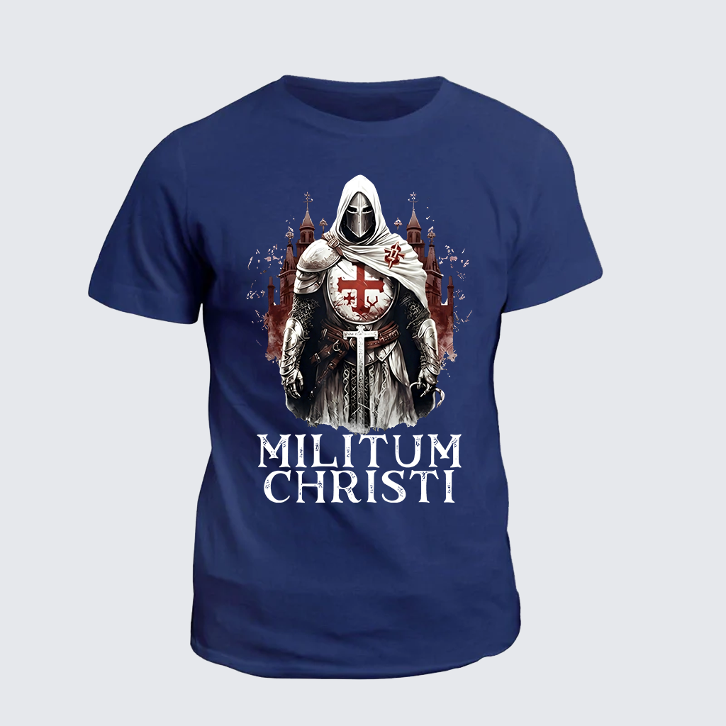 Knight Catholic Religious Military Crusader  Jesus God Christian Cotton T-Shirt