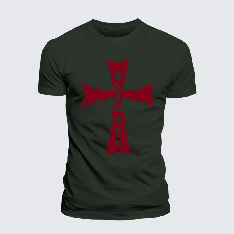 Blessed Cross Jesus God Christian Premium Mercerized Cotton Tee