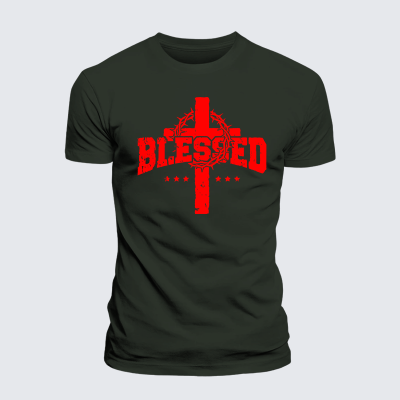 Blessed Cross Jesus God Christian Premium Mercerized Cotton Tee