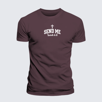 Isaiah 6:8 - SEND ME Jesus God Christian Premium Mercerized Cotton Tee