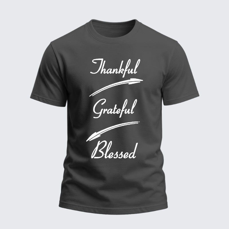 Heavyweight Cotton Tee - Thankful Grateful Blessed
