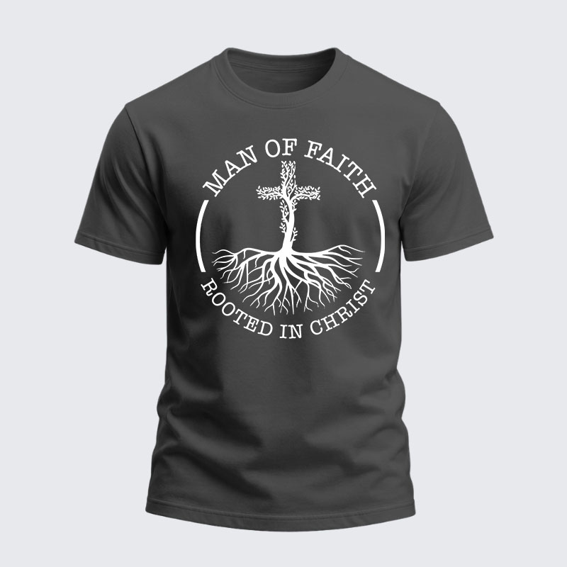 Heavyweight Cotton Tee - Man of Faith Rooted in Christ