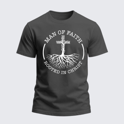 Heavyweight Cotton Tee - Man of Faith Rooted in Christ
