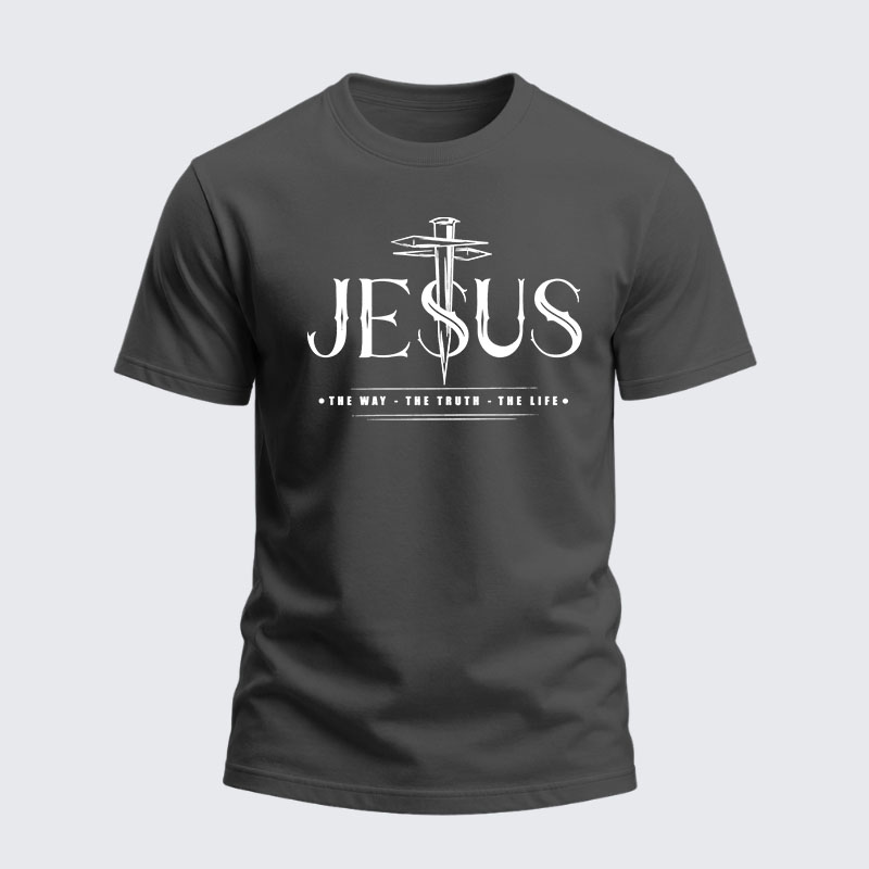 Heavyweight Cotton Tee - Jesus The Way The Truth The Life