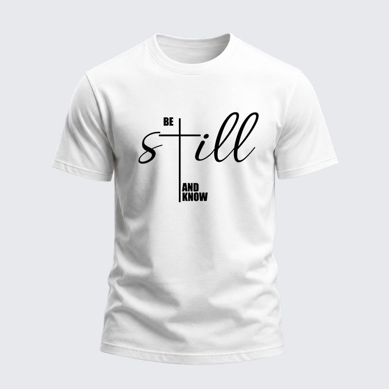 Heavyweight Cotton Tee - Be Still And Know Cross 