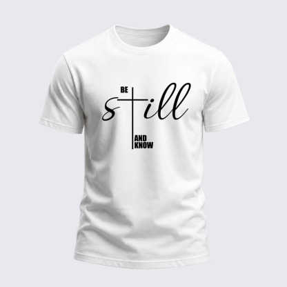 Heavyweight Cotton Tee - Be Still And Know Cross 