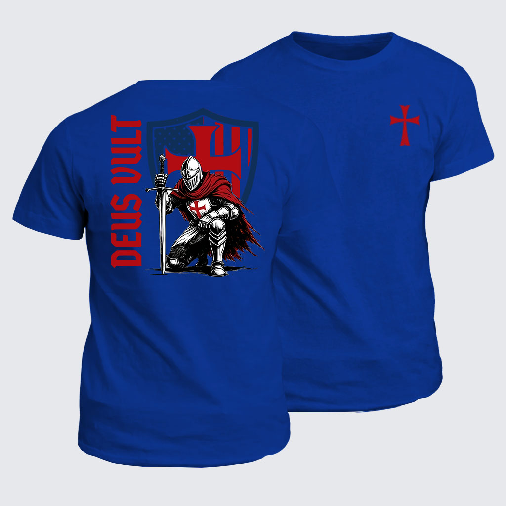 Classic Cotton Tee -  Templar Knight Crusader Deus Vult