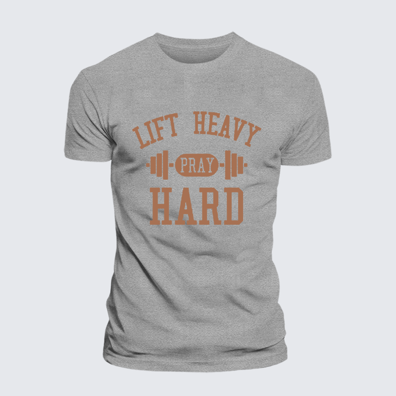 Lift Heavy Pray Hard Jesus God Christian Cotton T-Shirt