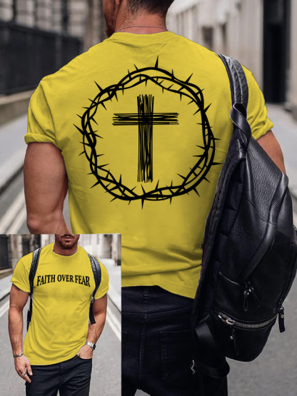Faith Over Fear Jesus God Christian Cotton T-Shirt