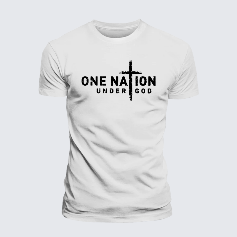 One Nation Under God Cross Jesus God Christian Premium Mercerized Cotton Tee