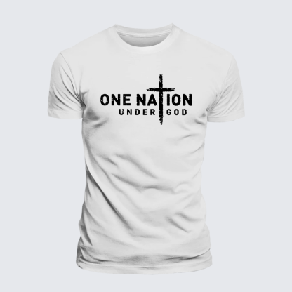 One Nation Under God Cross Jesus God Christian Premium Mercerized Cotton Tee