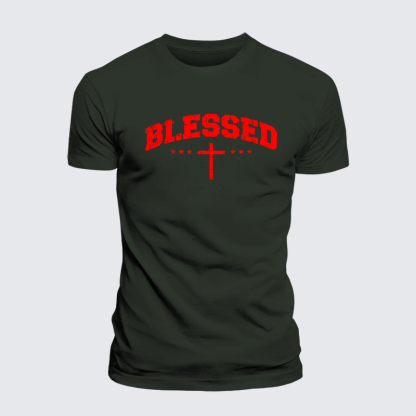Blessed Cross Jesus God Christian Premium Mercerized Cotton Tee