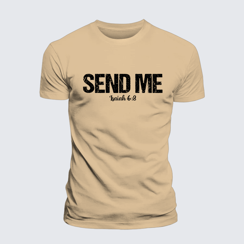 Isaiah 6:8 - SEND ME Jesus God Christian Premium Mercerized Cotton Tee