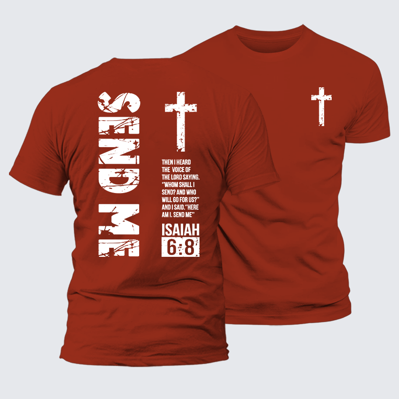 Send Me Isaiah 6:8 Christian Premium Mercerized Cotton Tee