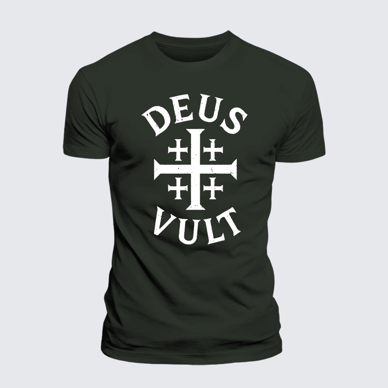 Deus Vult Jesus God Christian Premium Mercerized Cotton Tee