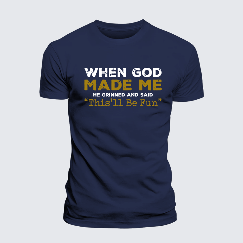 When God Made Me Jesus God Christian Premium Mercerized Cotton Tee