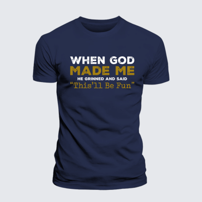 When God Made Me Jesus God Christian Premium Mercerized Cotton Tee