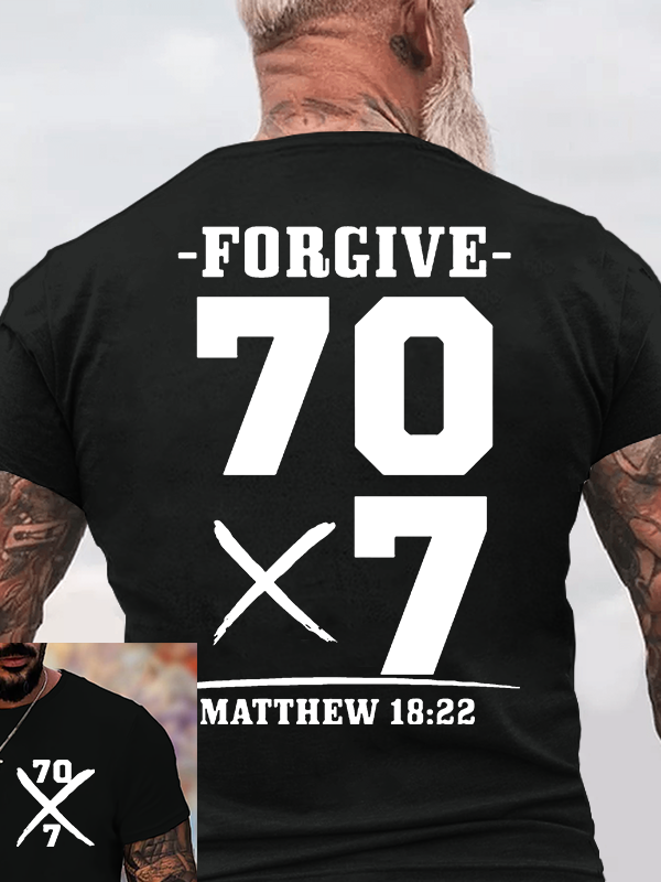 Forgive 70 times 7  Jesus God Christian Cotton T-Shirt