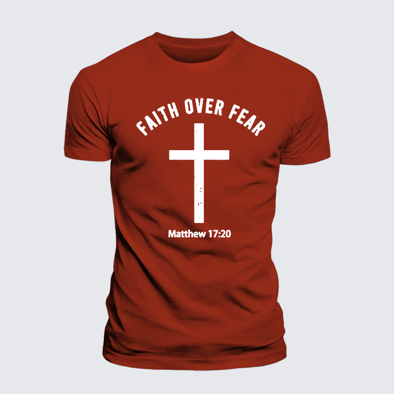 Faith Over Fear Jesus God Christian Premium Mercerized Cotton Tee