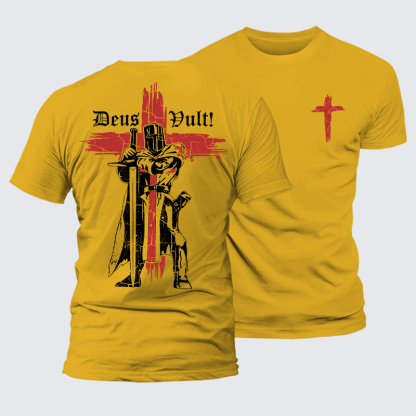 Deus Vult Crusader Jesus God Christian Premium Mercerized Cotton Tee